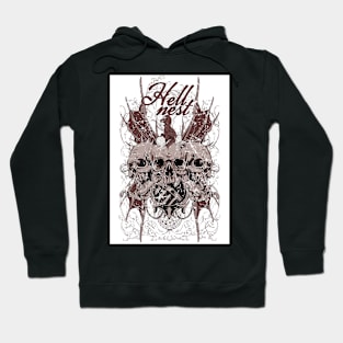 Dark Skull Wings Biker Style Top With Motif Hoodie